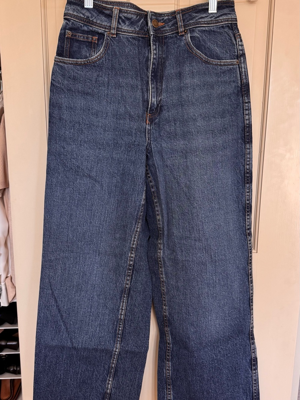 Sezane Wide-Leg Jeans in Dark Blue Denim